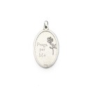 MD1190078 - Medalha N. Sra. De Lourdes Italiana Oval Prateada - 4,5x2,6cm