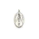 MD1190080 - Medalha N. Sra. De Nazaré Italiana Oval Dupla Prateada - 4,5x2,6cm