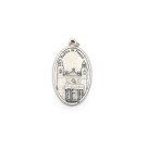 MD1190080 - Medalha N. Sra. De Nazaré Italiana Oval Dupla Prateada - 4,5x2,6cm