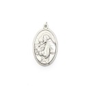 MD1190100 - Medalha Santo Antônio Italiana Oval Prateada - 4,5x2,6cm