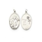 MD1190103 - Medalha São Francisco Italiana Oval Prateada - 4,5x2,6cm