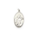 MD1190103 - Medalha São Francisco Italiana Oval Prateada - 4,5x2,6cm