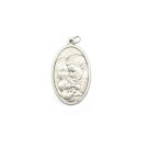 MD1190201 - Medalha Sagrada Família Italiana Oval Prateada - 4,5x2,6cm