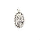 MD1190203 - Medalha Sagrado Coração de Jesus e N. Sra. Do Carmo Italiana Oval Dupla Prateada - 4,5x2,6cm
