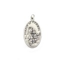 MD1190203 - Medalha Sagrado Coração de Jesus e N. Sra. Do Carmo Italiana Oval Dupla Prateada - 4,5x2,6cm