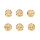 BO116051P6 - Botton Medalha de São Bento c/ 6un. Dourado - 1,4x1,4cm