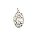 MD112095 - Medalha Primeira Eucaristia Sagrado Coração de Jesus Italiana Oval Dupla - 4,5x2,6cm