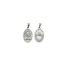 MD112090P2 - Medalha Primeira Eucaristia Oval Dupla Níquel Envelhecido c/ 2un. - 2,5x1,5cm