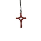 CC374500 - Cordão c/ Cruz Coração Vazado Madeira - 50cm