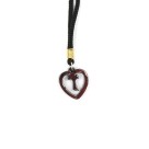 CC1485000 - Cordão c/ Tau Coração Vazado Madeira - 34cm