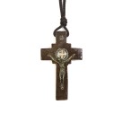 CC360800 - Cordão Medalha de São Bento c/ Crucifixo Madeira - 37,2cm