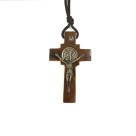CC360900 - Cordão Medalha de São Bento c/ Crucifixo Madeira - 37,2cm