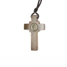 CC360900 - Cordão Medalha de São Bento c/ Crucifixo Madeira - 37,2cm
