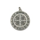MD1190997 - Medalha São Bento Italiana Redonda Prateada - 6x5cm
