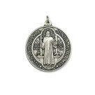 MD1190997 - Medalha São Bento Italiana Redonda Prateada - 6x5cm
