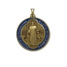 MD1190999 - Medalha São Bento Italiana Redonda  Ouro Velho - 6x5cm