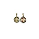 MD1420072P3 - Medalha São Bento Resinada Redonda Dourada c/ 3un. - 2x1,3cm