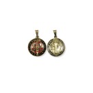 MD1420082P2 - Medalha São Bento Resinada Redonda Dourada c/ 2un. - 2,5x2cm