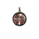 MD1420105 - Medalha São Bento Resinada Redonda Prateada - 4x2,9cm