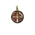 MD1420107 - Medalha São Bento Resinada Redonda Dourada - 4x2,9cm
