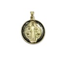 MD1420107 - Medalha São Bento Resinada Redonda Dourada - 4x2,9cm
