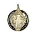 MD1420111 - Medalha São Bento Resinada Redonda Dourada - 4,5x5,5cm