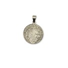MD1420160P2 - Medalha São Bento Redonda Prateada c/ 2un. - 2,5x2,2cm