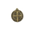 MD1420171 - Medalha São Bento Redonda Ouro Velho - 3,5x3cm