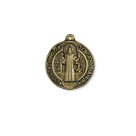 MD1420171 - Medalha São Bento Redonda Ouro Velho - 3,5x3cm