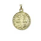 MD1420181 - Medalha São Bento Redonda Dourada - 4,5x3,5cm