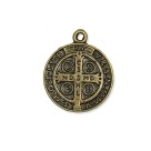 MD1420182 - Medalha São Bento Redonda Ouro Velho - 5,5x4,2cm