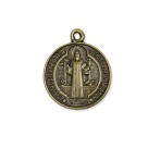 MD1420182 - Medalha São Bento Redonda Ouro Velho - 5,5x4,2cm