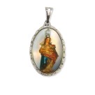 MD128033 - Medalha N. Sra. Do Amparo Rendada Níquel - 5x2,5cm