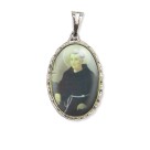 MD128404 - Medalha São Frei Galvão Rendada Níquel - 5x2,5cm