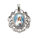 MD129002 - Medalha Imaculado Coração de Maria Camafeu Níquel - 5x4,2cm