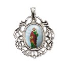 MD129435 - Medalha São Judas Tadeu Camafeu Níquel - 5x4,2cm
