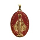 MD520133 - Medalha N. Sra. Das Graças Resinada Vermelha - 4,5x2,8cm
