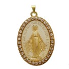MD520140 - Medalha N. Sra. Das Graças Resinada Branca c/ Strass - 5,5x3,5cm