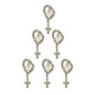 BO10100P6 - Botton Terço N. Sra. Aparecida  Dourado c/ Strass 6un. - 3,2x1,4cm
