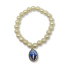 PU410409 - Pulseira N. Sra. das Graças Pérola Bege - 11x2cm