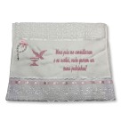 TO1443 - Toalha Batismo (Padrinhos) Rosa c/ Dezena - 45x31cm