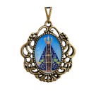 MD129202 - Medalha N. Sra. Aparecida Camafeu Ouro Velho - 4,5x4cm