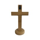 CU760100 - Crucifixo de Mesa São Bento Madeira - 20x11,5cm