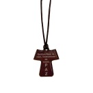 CC1483120 - Cordão c/ Tau São Francisco de Assis Madeira - 32,5x4cm