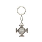 CH731150 - Chaveiro Cruz Medalha de São Bento Italiano Prateado  - 10x4cm