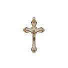 CZ861775 - Crucifixo Metal Dourado Resinado Branco - 5,7x3,4cm