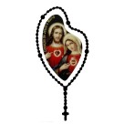 AD1501452 - Adesivo Terço Coração de Jesus e Maria Preto - 12x6cm