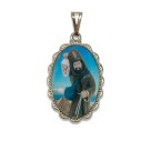 MD128555 - Medalha São Longuinho Rendada Níquel - 4,2x2,5cm