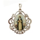 MD129088 - Medalha Santa Rosa de Lima Camafeu Níquel - 5x4,2cm