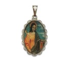 MD128190 - Medalha Santa Águeda (Ágata) Rendada Níquel - 4,2x2,5cm